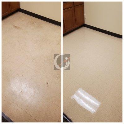 VCT tile strip, wax, and burnishing