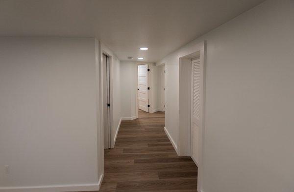 Lents basement remodel hallway.