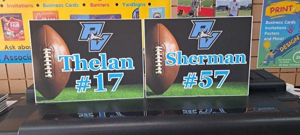 Let us print your sports players outdoor yard signs! We can custom design one for you!