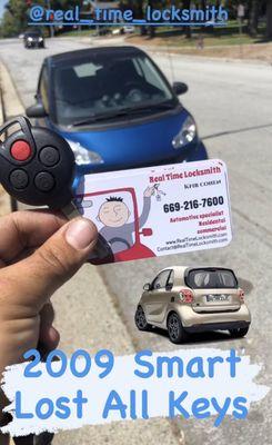 Customer lost all keys for this 2009 Smart. We made a new remote key on the spot.