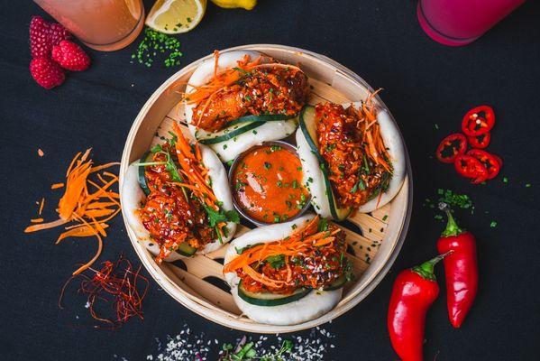 Sticky Chicken Bao Buns