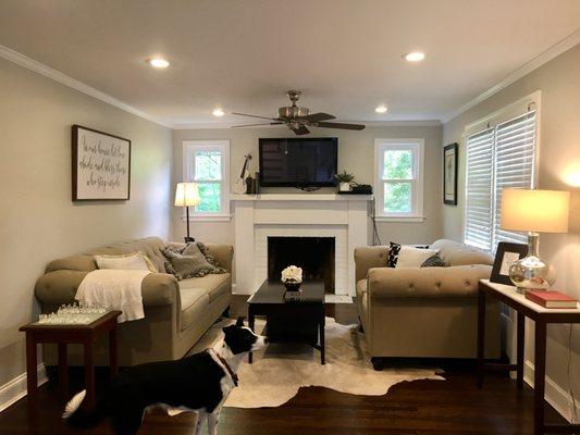 You would never be able to tell this is a standard 1950's cape by this photo highlighting the custom fireplace.