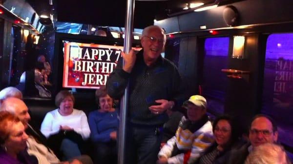 Dad's 75th in the Limo Bus!