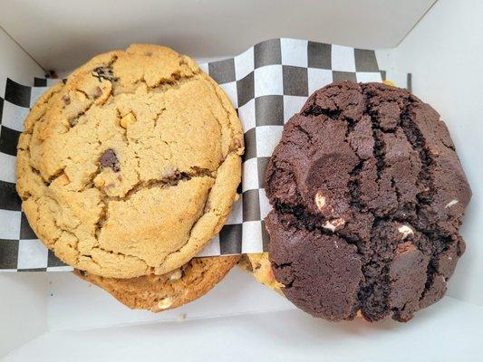 Chocolate Chip Peanut Butter and Double Chocolate