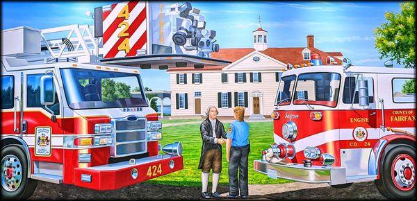 Fairfax County Fire Rescue History - mural at Firehouse Subs Mount Vernon, VA