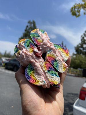 Unicorn bagel with strawberry cream cheese