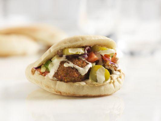 Pillowy pita, falafel sandwich.