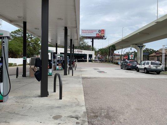 Gas pumps and storefront