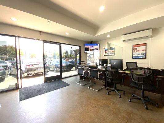 Enjoy free WiFi, coffee & tea in our office area while buying, selling or trading a car