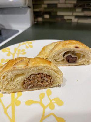 Almond croissant and chocolate croissant