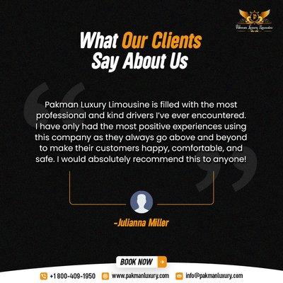 Our clients love us. Book your ride today.
 Call: +1 800-409-1950