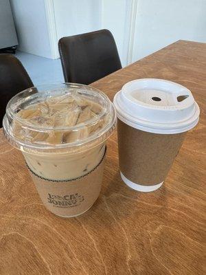 Reg Pistachio latte & 12 oz americano drip