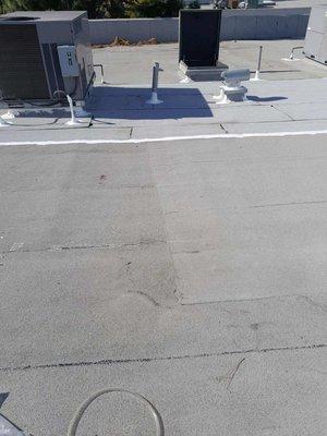 Left side pic of commercial roof leak all done. After pic.