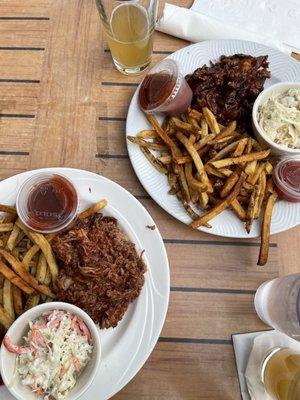 Bbq brisket with side of coleslaw