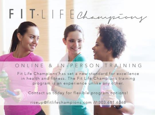 Our two most popular packages are online training and small group training!  Contact us for details riseup@fitlifechampions.com