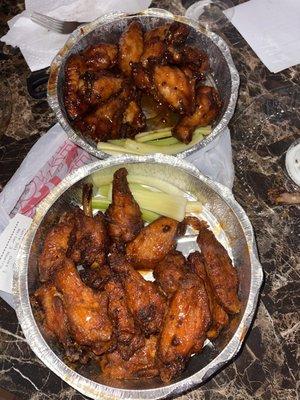 Two orders of 15 Bone in Wings (Mild Buffalo & General Tso's)