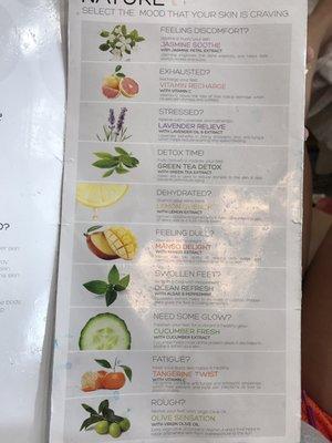 Deluxe pedicure flavor menu. ($40)  Remember: no menu=no problem.