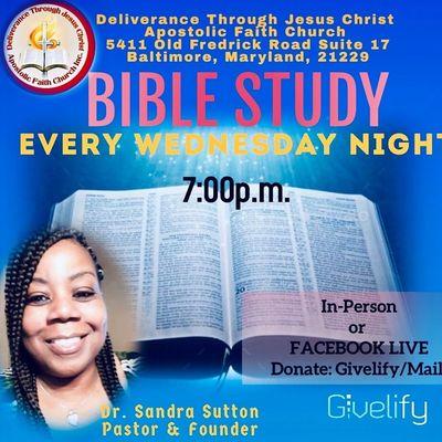 Join Us Wednesday Nights at 7:00 pm for Our Weekly Wednesday Night Bible Study.  All Are Welcome!