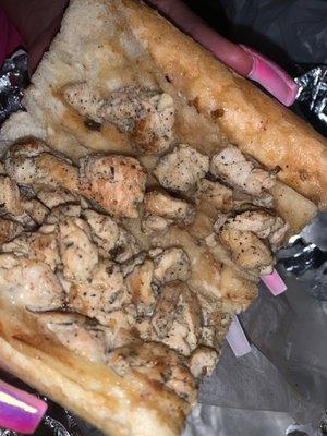 Chicken in bread with NOTHING.