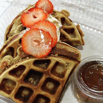 Strawberry cheesecake protein waffle!