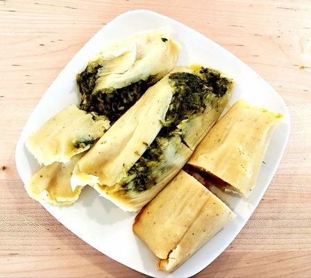 Spinach and Goat Cheese, plus Pumpkin Tamales.  So good.