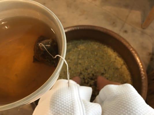 Rosemary and orange foot soak that was included in the package with tea.