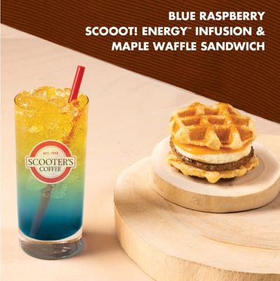 Blue Raspberry & Maple Waffle Sandwich All Day!