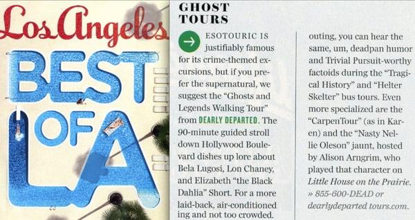 Dearly Departed Tours' Ghost Tour has been voted Best in LA by Los Angeles Magazine