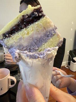 Ube cheesecake with purple rice