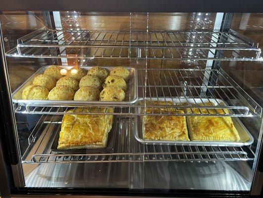 Also, you can find Brazilian Cheesy bread: Parmesan Cheese, Bacon & Swiss Cheese, and Cheddar & Jalapeno, and savory croissants.