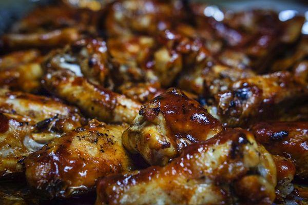 Figured I'd switch things up a little & post a photo of a meal we made FROM a Giant Eagle product. Sriracha Chili Bourbon Barbecue Wings!