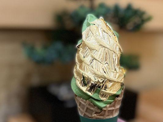 Matcha Soft Serve with Gold Leaf