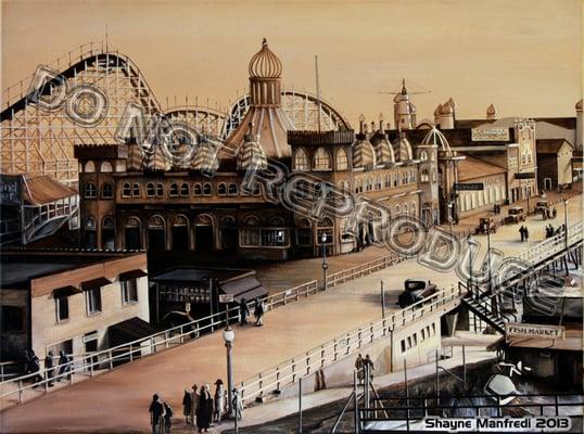 Shayne Manfredi is a Featured Local Artist. His attention to detail is incredible in this vintage portrayal of 1928 Santa Monica