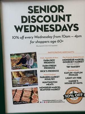 Discounts for seniors on Wednesdays