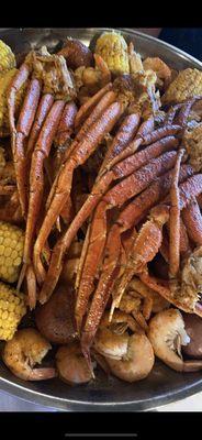 Snow crab legs, Shrimp Headless , corn, potatoes