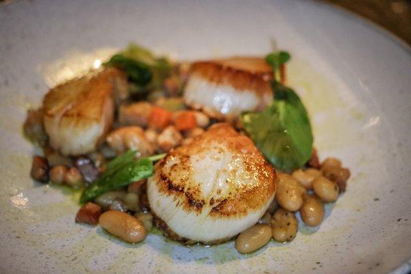 Gluten free-scallops w/white beans