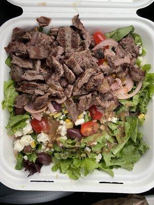 Steak and Gorgonzola cheese salad