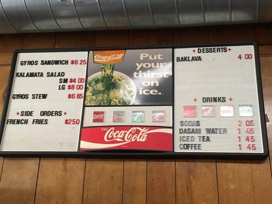 The menu board.