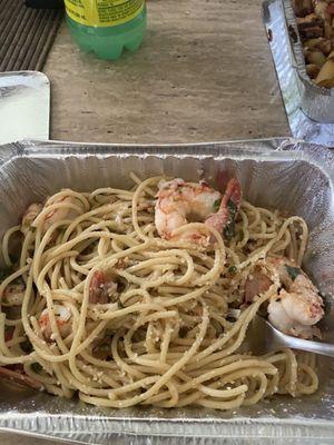 Garlic shrimp spaghetti