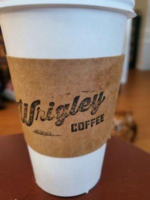 Yaaaaaaaaas. Wrigley Coffee house sleeve on my Spnaish Latte.