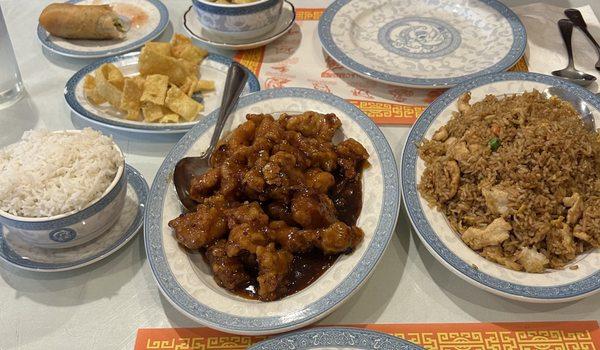 Orange chicken (comes with white rice) Chicken fried rice