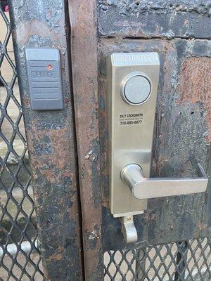 Affordable locksmith queens install security Tec loc + access control fob key.  To front door of building in forest hills Ny