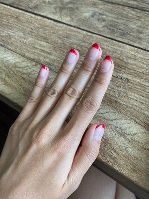 French manicure with red