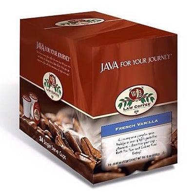 Box of single serve coffee cups, compatible with Keurig machines