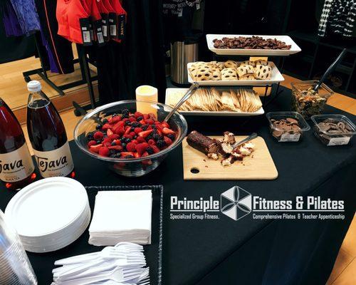 Light refreshments served at all our special events and workshops at Principle-Fitness & Pilates.