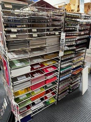 Colored papers, scrapbooking papers.