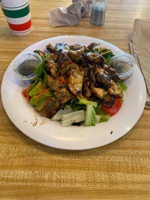 House salad with grilled chicken and house Italian Dressing. Absolutely incredible.