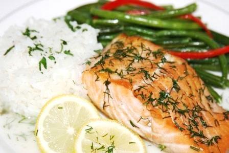 Dill Salmon with Rice meal