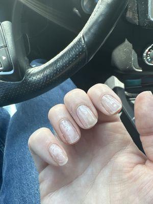 Worst experience. Asked to remove gel and put clear after she over filed my nails. I feel like I was punked.   Good lord.