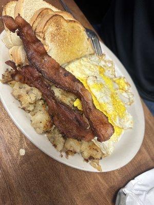 Two Eggs, Country Fries & Toast with Bacon